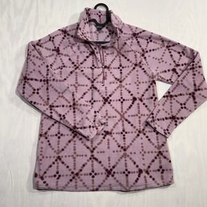 Eddie Bauer Misty Rose Geo Tile Dot Purple 1/4 Zip Quilted Top Medium Pullover